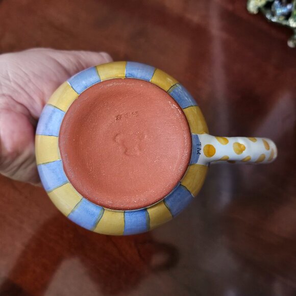 MACKENZIE CHILDS PICCADILLY COURTLY CHECK CERAMIC AURORA COFFEE TEA MUG CUP - Picture 6 of 8